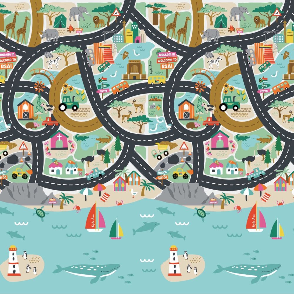 South African Road Map & Cream Play Mat