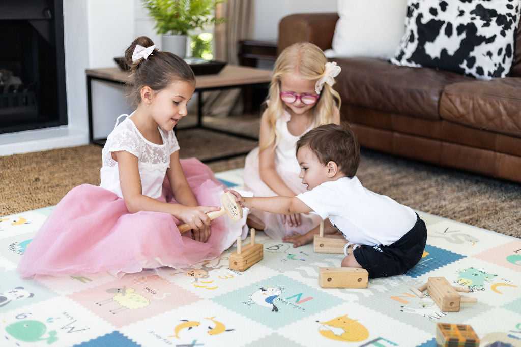 Grey Brush stroke and alphabet play mat (Medium size)