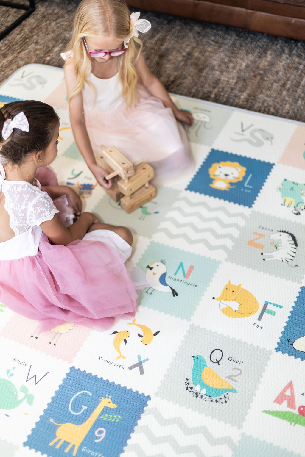 Medium Grey Brush Stroke & Alphabet Play Mat