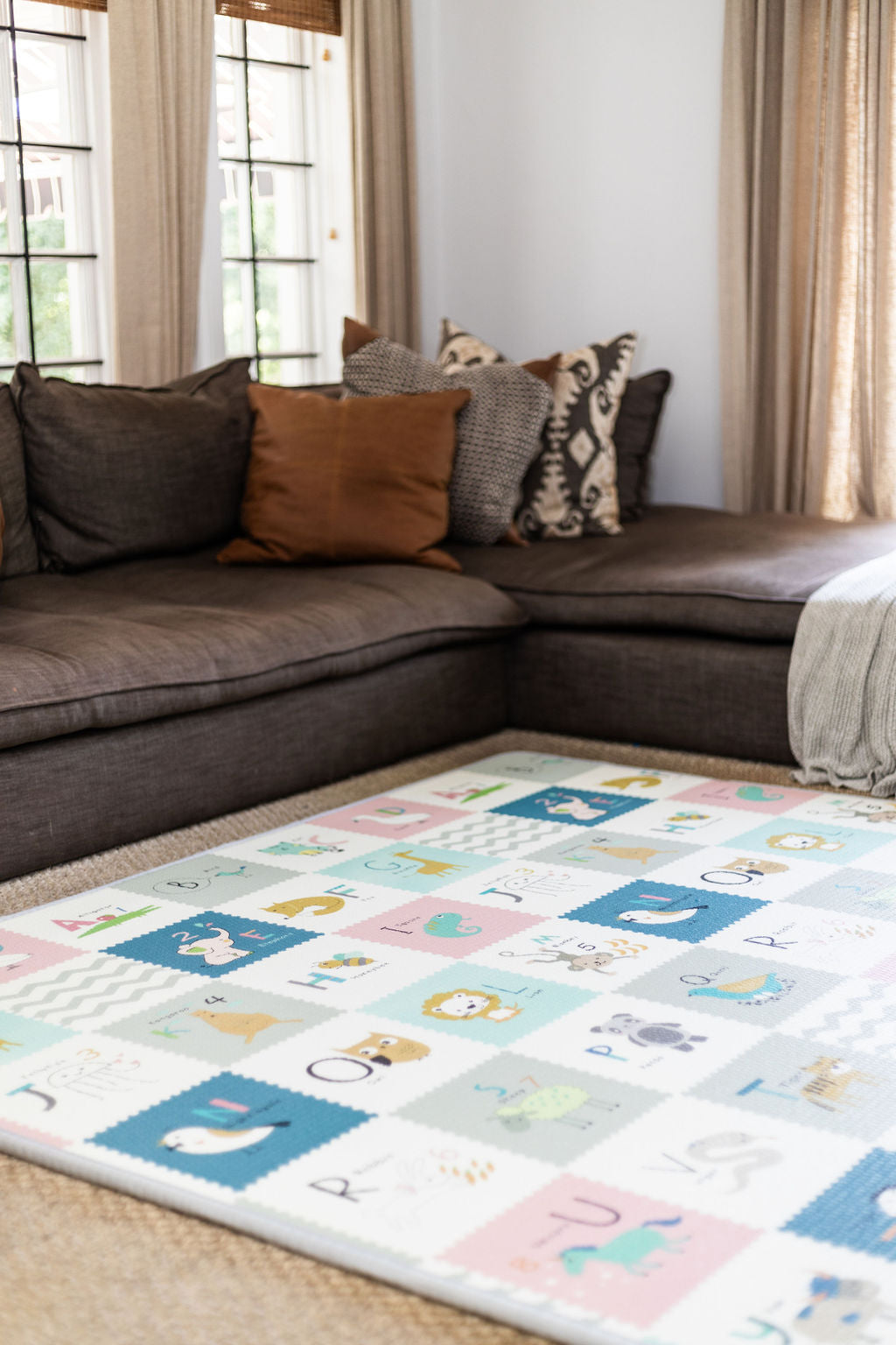 Medium Grey Brush Stroke & Alphabet Play Mat