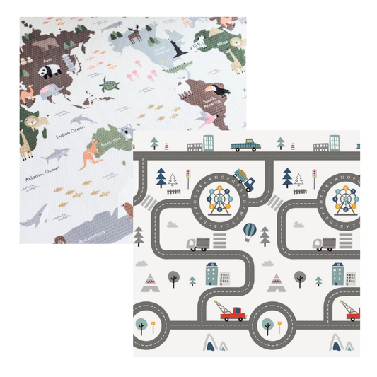 Large World Map & Road Play Mat