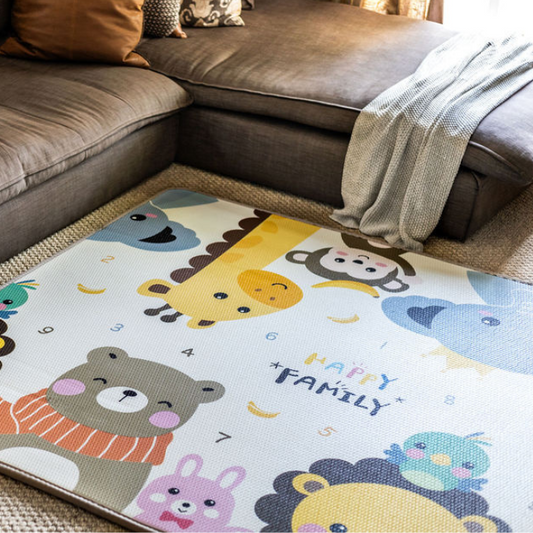 Happy Family and car track play mat (Grey Edging)