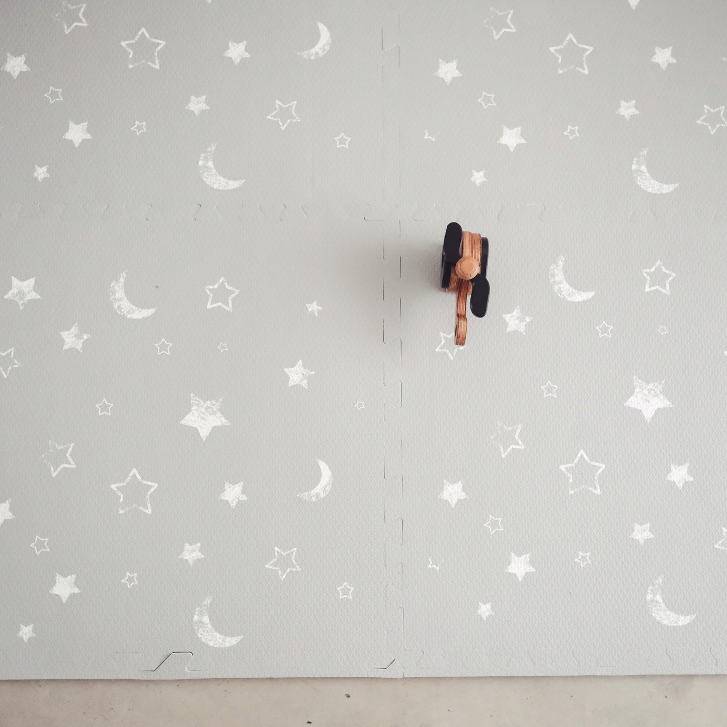 Faded Stars & Moons on Grey Tile Play Mat