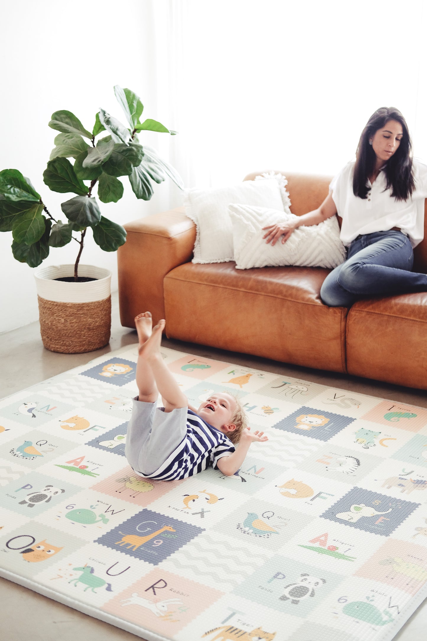 Large Grey Brush Stroke & Alphabet Play Mat
