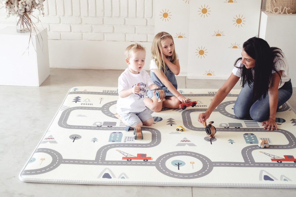Large World Map & Road Play Mat