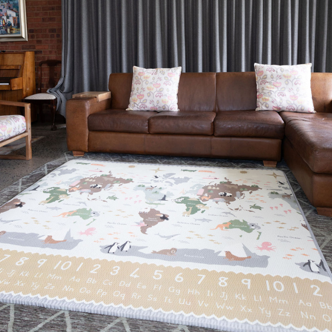 Large World Map & Road Play Mat