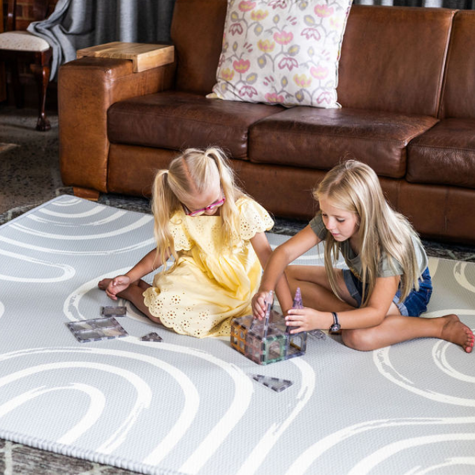 Large World Map & Grey Brush Stroke Play Mat