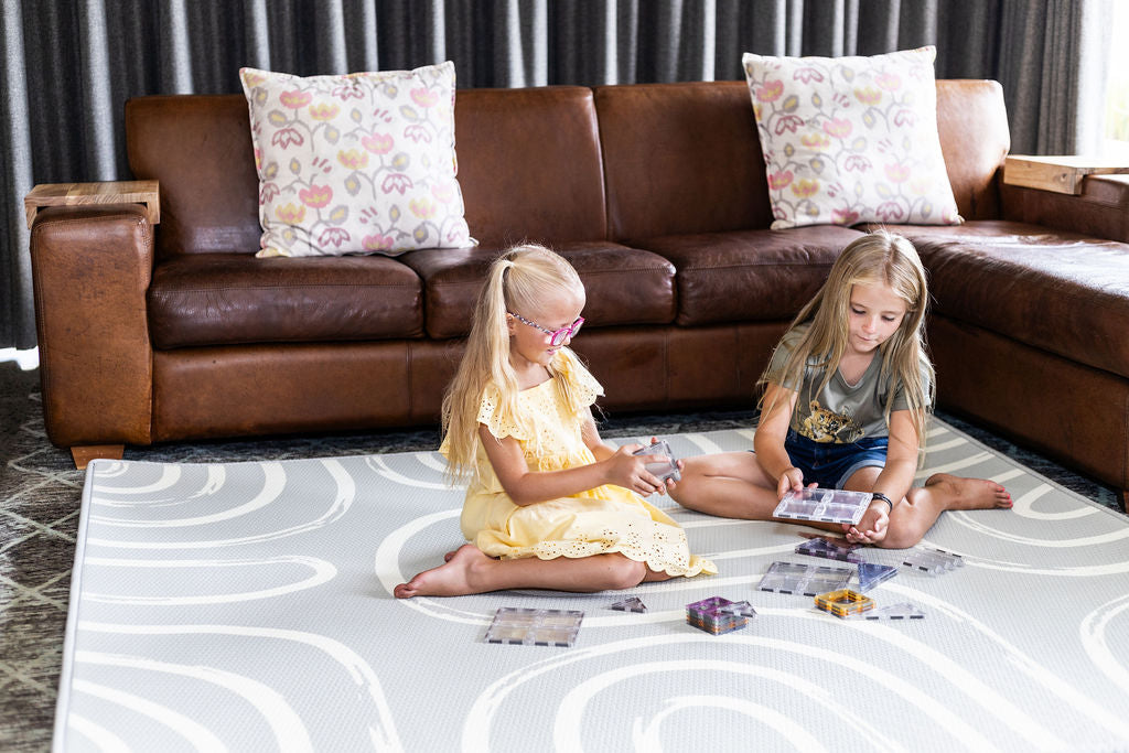 Grey Brush stroke and alphabet play mat