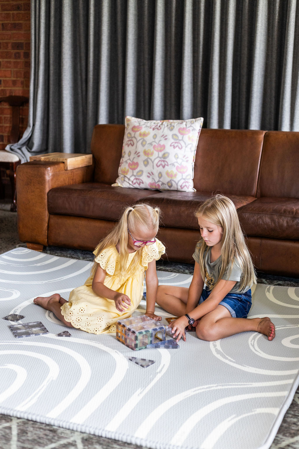 Grey Brush stroke and alphabet play mat (Medium size)