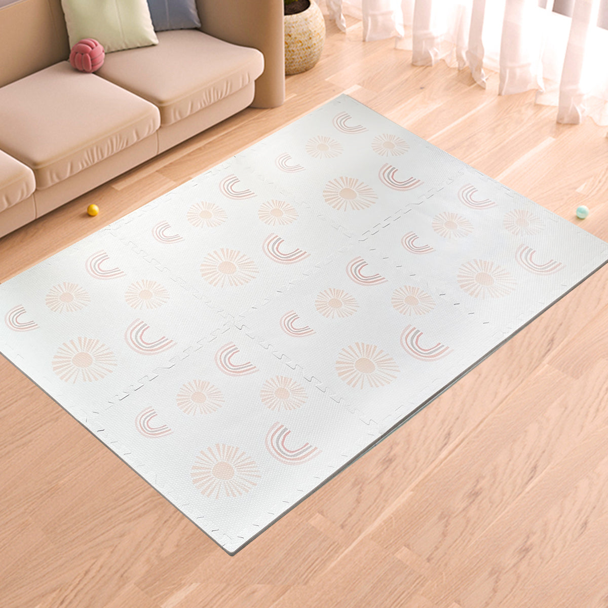 Rainbow Rise Crisp White Play Mat