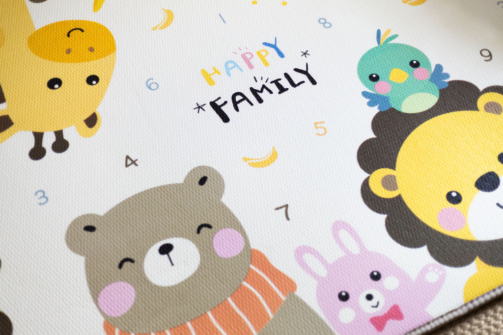 Happy Family and car track play mat (Beige edging)