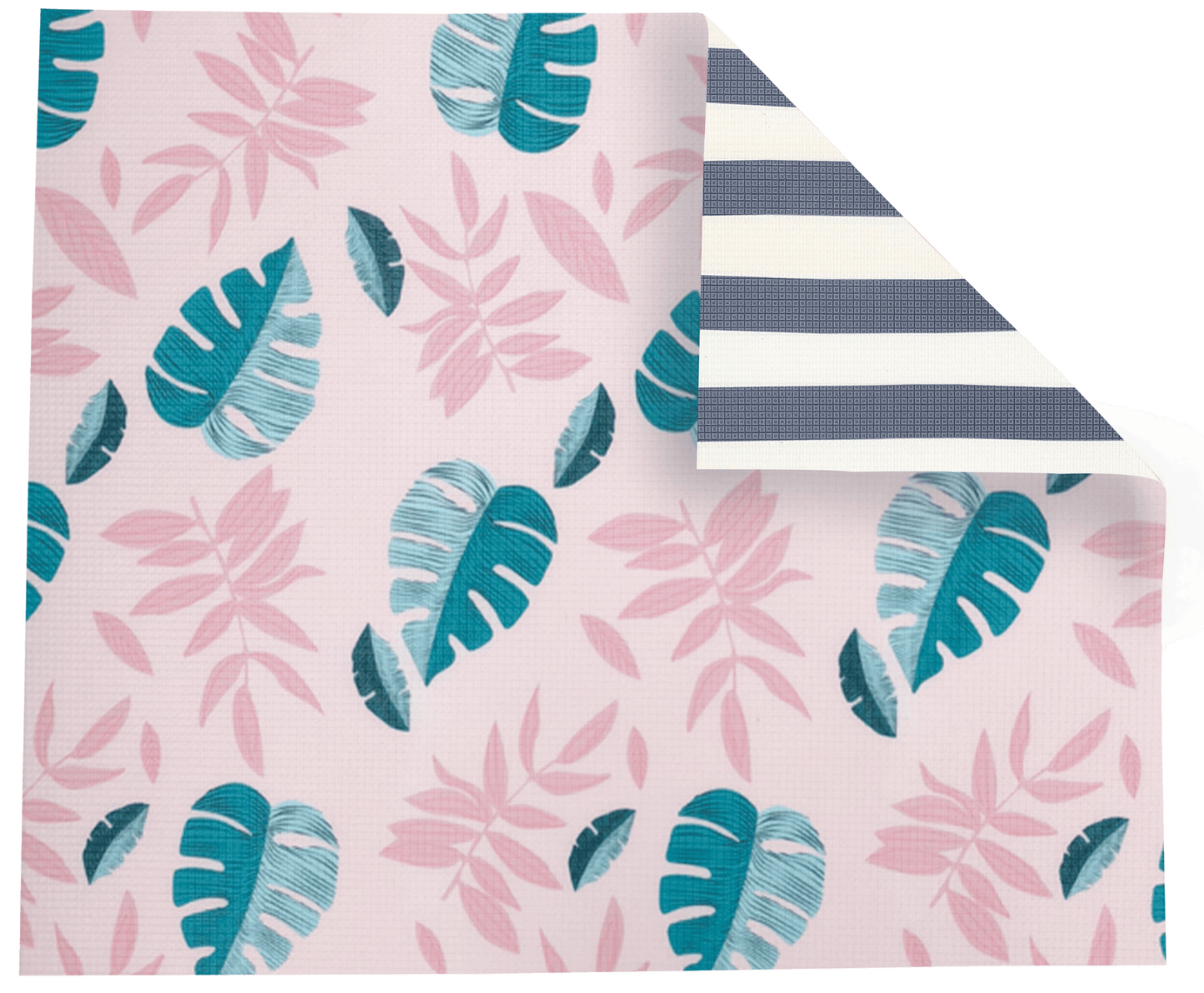 Pink Leaf and Grey Stripe Play Mat
