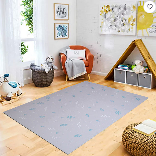 Dove grey with white and mint leaves play mat Tayla Jean Play Mats