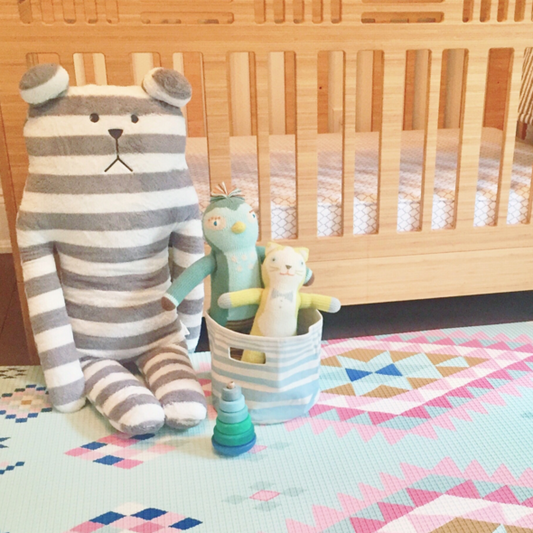 Moroccan Rug and Grey Stripe Play Mat
