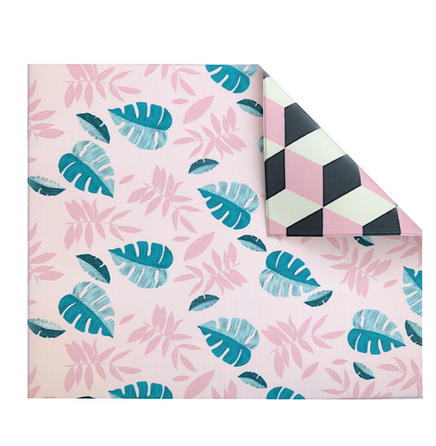 Pink Leaf and Geo Play Mat